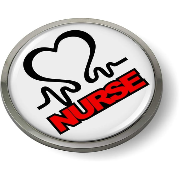 Nurse 3D Domed Emblem Badge Car Sticker Chrome Round Bezel