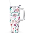 thumbnail image 1 of Nurse 40 oz Tumbler Handle Spill Proof Lid Straw 40 oz Nurse Theme Tumbler Double Insulated Travel Coffee Cup Gifts for Lovers, 1 of 5