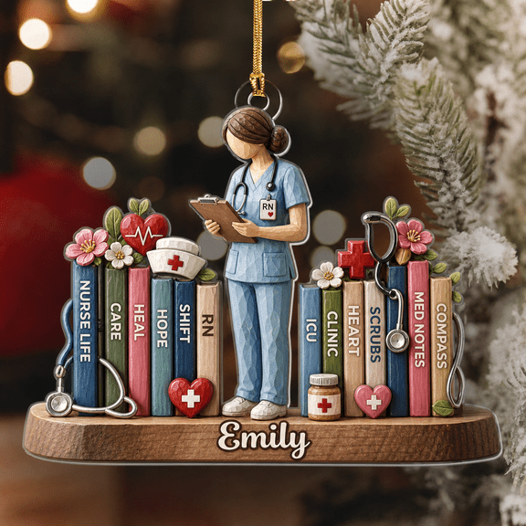 Nurse Acrylic Ornament RN Healthcare Christmas Gift for Nurse Life Holiday Tree Decor