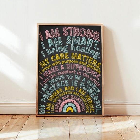 Nurse Affirmations Poster RN Medical Office Motivational Art, Unframed Canvas