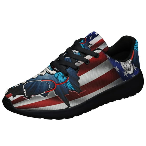 Nurse American flag Shoes Sneakers for Women Men Black Size 8.5