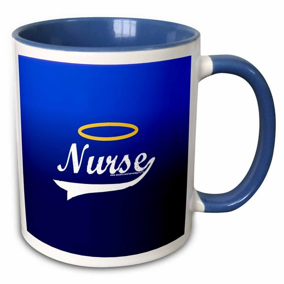3drose, Nurse Angel Halo, 11oz Two-tone Blue Mug