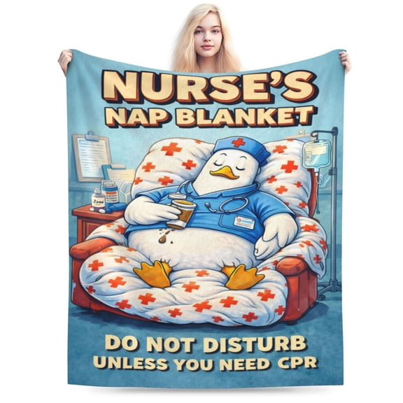 Nurse Appreciation Blanket Gift Throw Blanket Cozy Soft Funny Nurse Cartoon Pattern Home Decor Gift for Nurses Healthcare Workers Friends 50x40