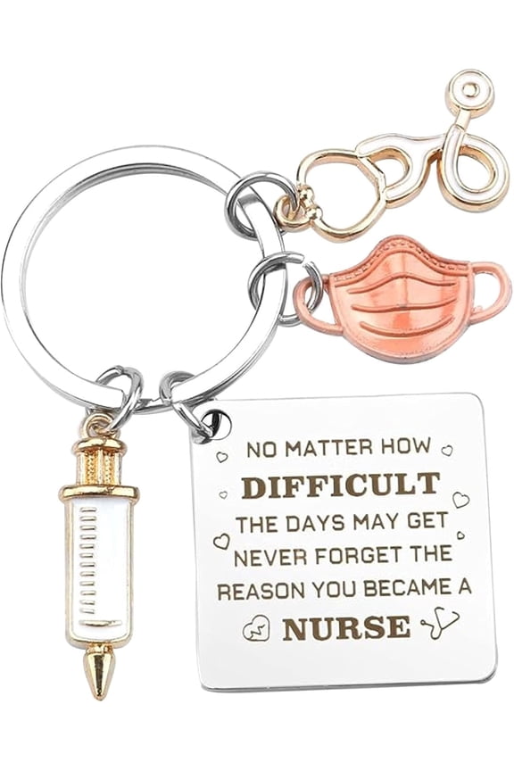 Nurse Appreciation Gift Keychain - Stainless Steel Medical Jewelry, Graduation Keyring Charm Present for Women Nurses and Medical Heroes