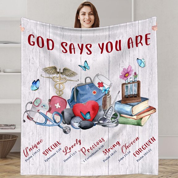 Nurse Appreciation Gift Throw Blanket 50"x60" - for Nurse Week, Graduation, Retirement, Thanksgiving - RN, LPN, Practitioner, Nursing Students