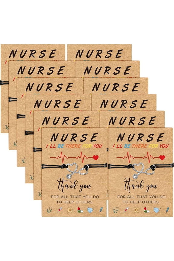 Nurse Appreciation Gifts 12 Sets, Christmas Stethoscope Bracelets with Blessing Card, Perfect for Nurse Day Birthday Gifts