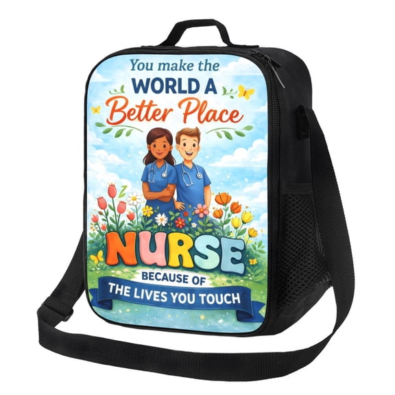 Nurse Appreciation Lunch Bag Insulated Thermal Box with Shoulder Strap & Handle for Work and Picnic