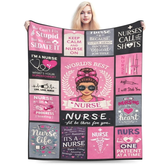 Nurse Appreciation Pattern Blanket Gift Throw Blanket Cozy Soft Healthcare Worker Home Decor Gift for Nurse Medical Staff 50x40