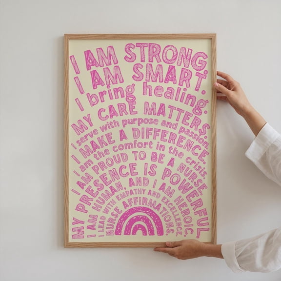 Nurse Appreciation Poster Daily Positive Motivation Wall Art, Unframed Canvas