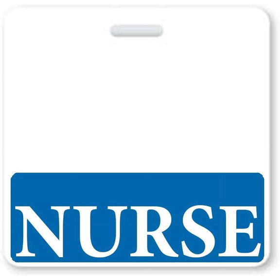 Nurse Badge Buddy - Heavy Duty Horizontal Badge Buddies for Nursing - Spill Proof & Tear Resistant Cards - Double Sided - Quick Role Identifier ID Backers - USA Printed by Specialist ID (Blue)
