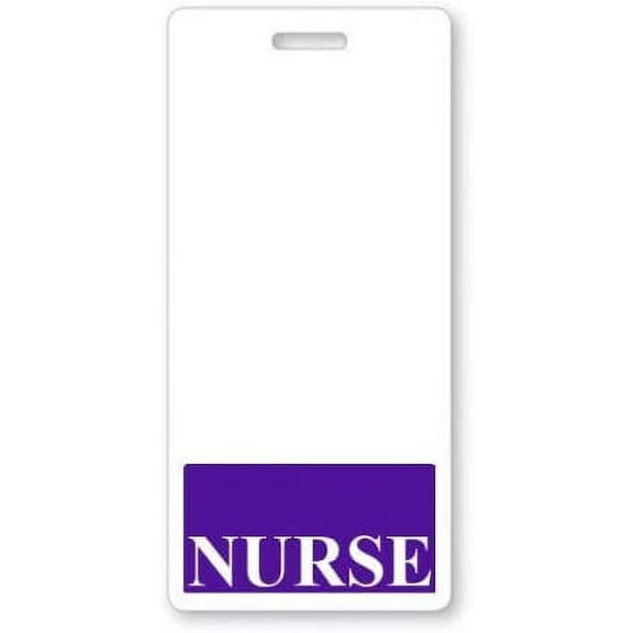 Nurse Badge Buddy - Heavy Duty Vertical Badge Buddies for Nursing - Spill & Tear Proof Cards - 2 Sided - Quick Role Identifier ID Tag Backer by Specialist ID (1, Purple)