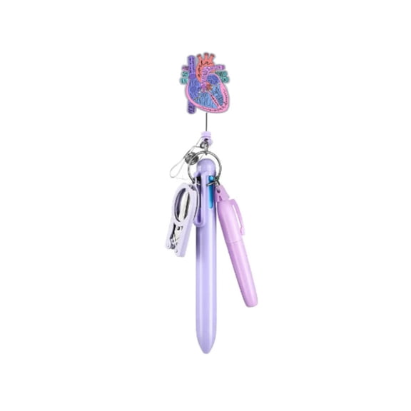 Nurse Badge Holder And Pen Set with Multicolor Ballpoint Pen Highlighter Folding Scissors For Nurses Healthcare Workers