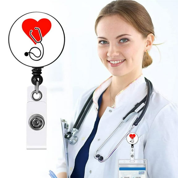 Nurse Badge Reel, Funny Badge Holder, Cute Retractable Badge Reels with ID Card Clip, Cardiac Medical Assistant for Hospital Office, Nursing Accessories School Gifts