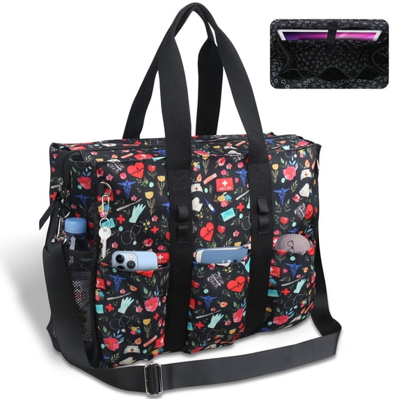 Nurse Bags for Work Nursing Bag Multiple Pockets Waterproof Organizing Zip Top Clinical Bag for Nursing Students Home Health
