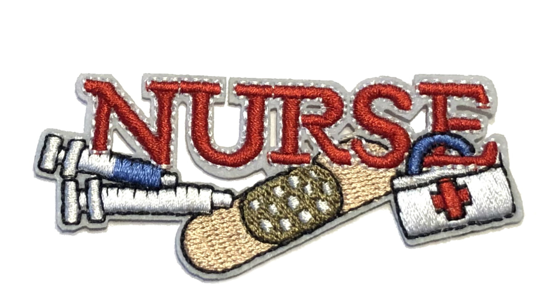 Nurse Heart Stethoscope Applique Multi-Color Embroidered Iron-On Patch