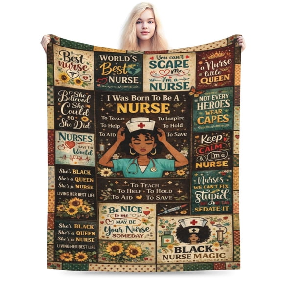 Nurse Blanket Gift Throw Blanket Cozy Soft Inspirational Nurse Pattern Blanket Home Decor Gift for Nurse Healthcare Worker Appreciation 50x40