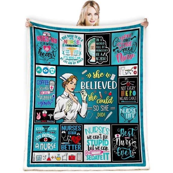 Nurse Blanket, Nurse Gifts for Women, Nurse Week Gifts, Gifts for Nurses, Nurse Appreciation Gifts, Nurse Graduation Gifts, Nurse Retirement Gifts, Soft Cozy for Couch Throw Blanket 50"x60"