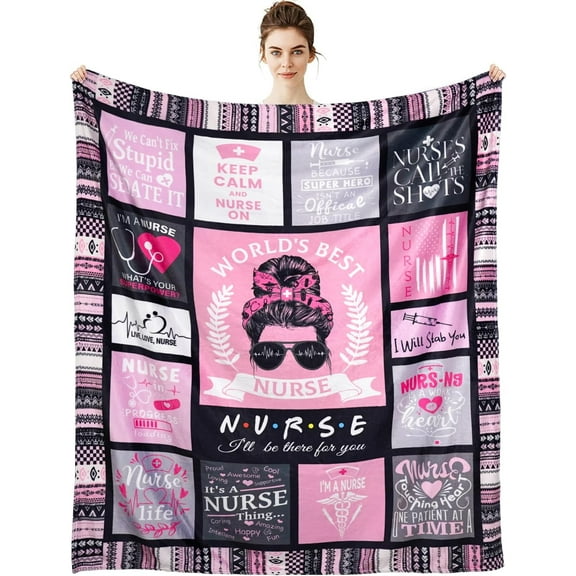 Nurse Blanket for Women - Soft Fleece Throw 60"x50" Ideal for Nurse Appreciation, Retirement, Graduation, or Nurse Week Gifts - Perfect for Home, Bed, Sofa, Chairs, Dorm