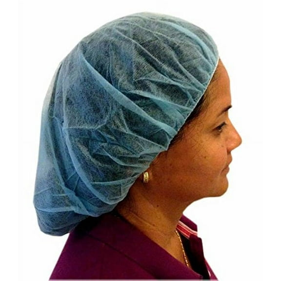 Nurse Bouffant Cap, Blue 21" Hairnet, Disposable, Dental, Spa - 200 Pieces
