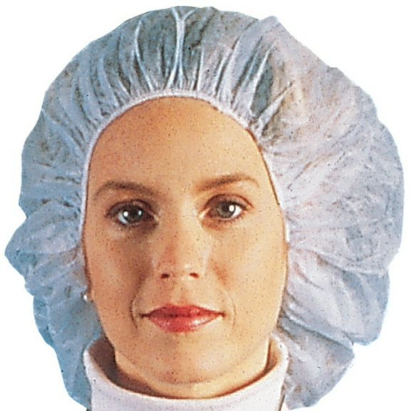 Nurse/Bouffant Cap (Hairnets), White, Box of 100 Pieces 24"