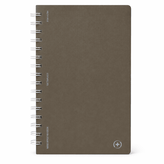 Nurse Brain Clinical Shift Notebook, 9.5" x 4.75", 100 Custom Templates, Slate Grey Vegan Leather