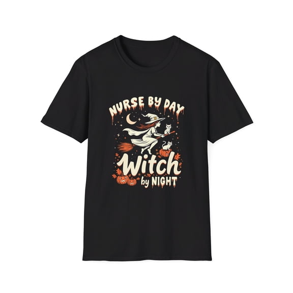 Nurse By Day Witch by Night Halloween T-Shirt