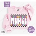 thumbnail image 1 of Nurse Candy Hearts Sweatshirt, RN Crewneck, Valentine Women's Sweater, Nurse Appreciation, Retro Checkered Valentine Nurse Sweatshirt All Size S-5Xl, 1 of 5
