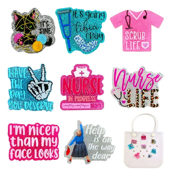 Nurse Charms compatible for Bogg Bags Accessories PVC Decoration fits for Simply Southern Beach Totes