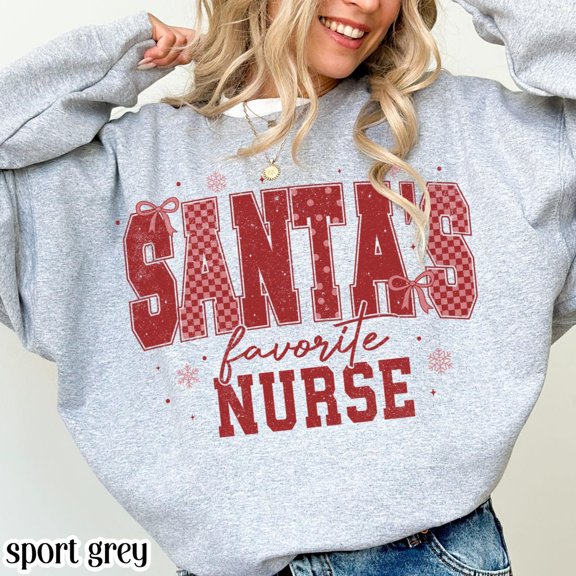 Nurse Christmas Sweatshirt Santas Favorite Nurse Pediatric Xmas Sweater Funny Holiday RN Pullover