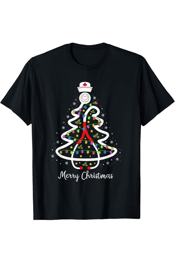 Nurse Christmas Tree Shirt Stethoscope Nursing NICU RN LPN T-Shirt