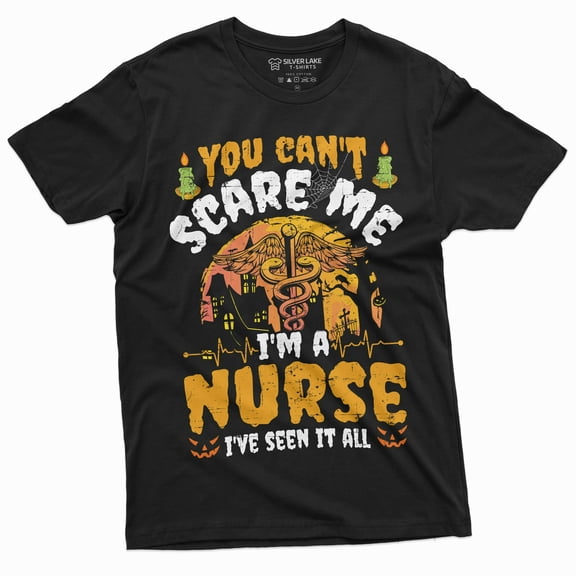 Nurse Costume Halloween T-Shirt Womens Unisex Rn Nurse Funny Shirts Party Tee (5X-Large Black)