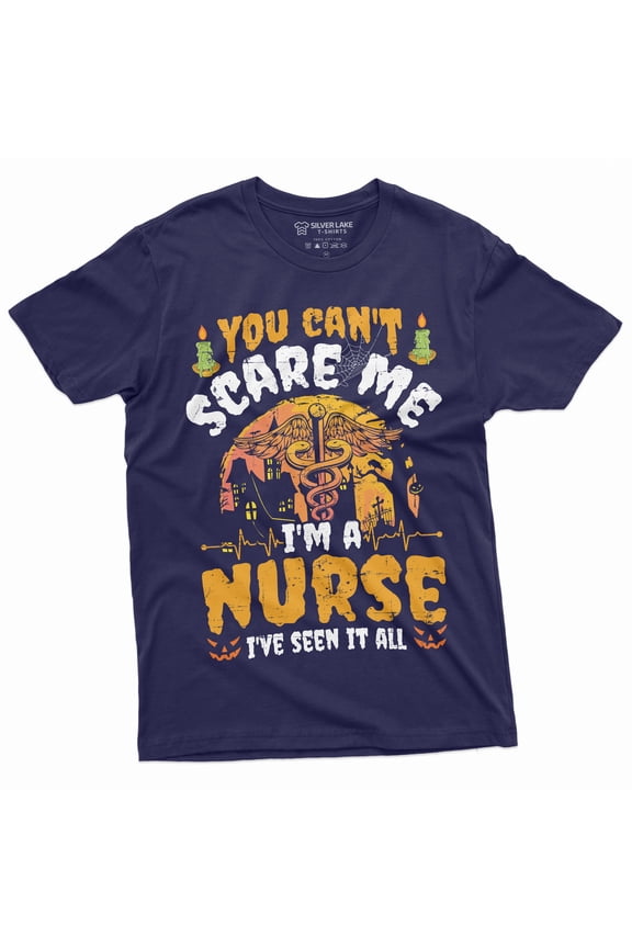Nurse Costume Halloween T-Shirt Womens Unisex Rn Nurse Funny Shirts Party Tee (Large Navy Blue)