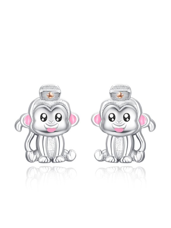 Nurse Day Gifts Monkey Stud Earrings Sterling Silver Animal Stud Earrings Monkey Jewelry Birthday Gifts for Wife Mom Daughter
