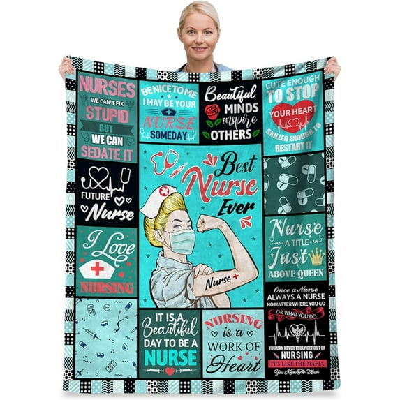 Nurse Day Gifts for Women, Nurse Week Gift for Nurses, Nurse Practitioner Gifts for Women, Nursing Graduation Gifts, Nurse Appreciation Gifts Soft Warm Nurse Throw Blanket 60 x 80 Inch