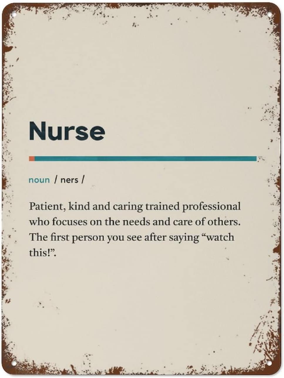 Nurse Definition Poster Attendant Coworker Wall Art Caregiver