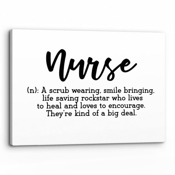 Nurse Definition Print, Minimalist Wall Art - Framed Canvas Painting for Home, Living Room, Bedroom, Office Decor - Nurse Appreciation Graduation Gift