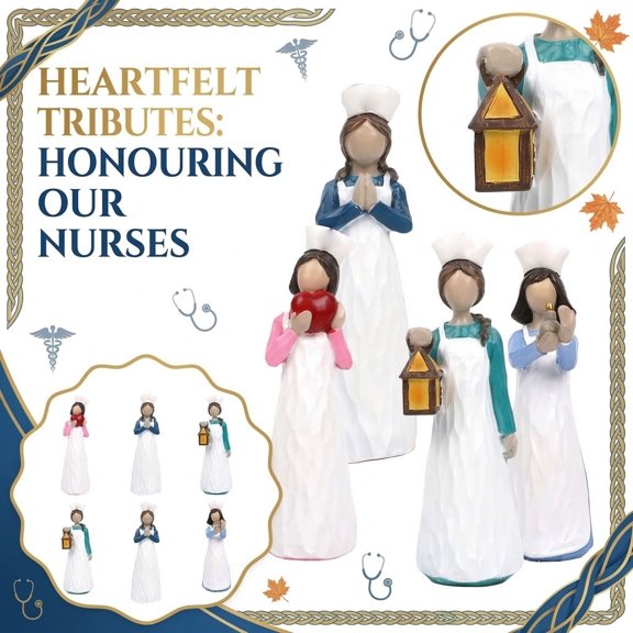 Nurse Desk Decor Resin Figurine Hand-Painted Statue Holding Light Nurses Week Appreciation Gift