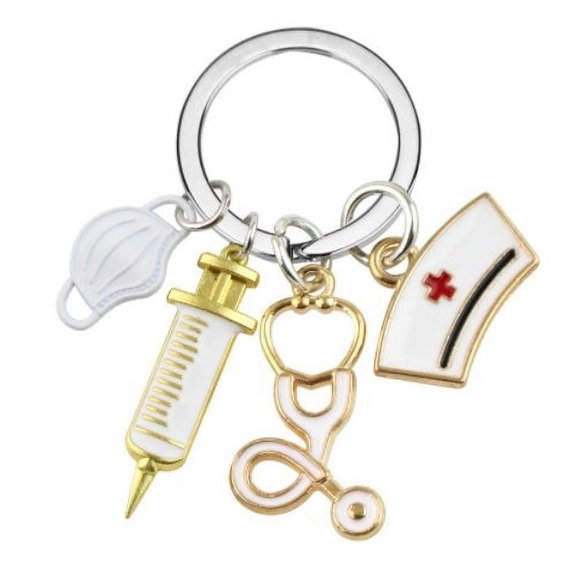 Nurse Doctor Mask Keychain Medical Ambulance Key Ring