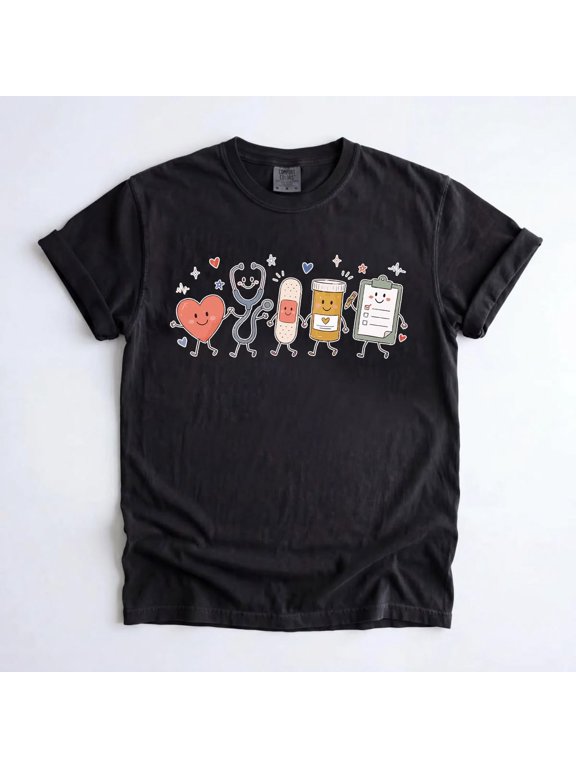 Nurse Doodle T-Shirt, Funny School Nurse Graphic, Back to School RN Tee