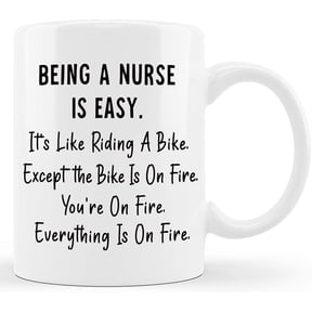 Being Nurse Is Easy Like Riding Bike Funny Nurse Gifts Gift Ideas for Hospital Registered Nurse Practitioner Assistant RN Nursing Student Nurses Christmas Graduation Coffee Mug Tea Cup