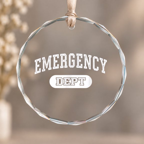 Nurse Emergency Dept Retro Collegiate ER Emergency Room Theme Ornament, Seasonal Decor, Circle Glass Ornament