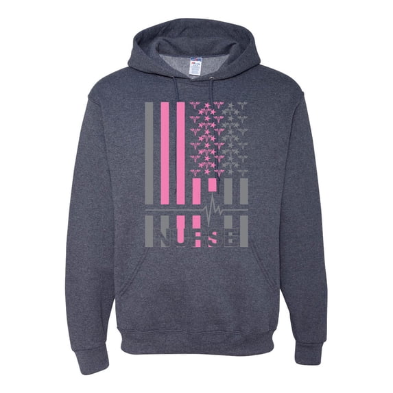 Nurse Flag Heartbeat Hero Caregiver Nurse Gift | Mens Independence Day Hooded Sweatshirt Graphic Hoodie, Vintage Heather Navy, Small