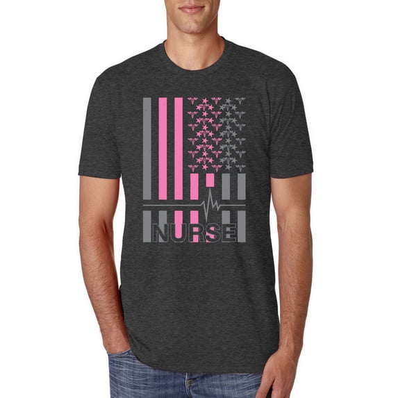 Nurse Flag Heartbeat Hero Caregiver Nurse Gift | Mens Independence Day Premium Tri Blend T-Shirt, Vintage Black, Medium