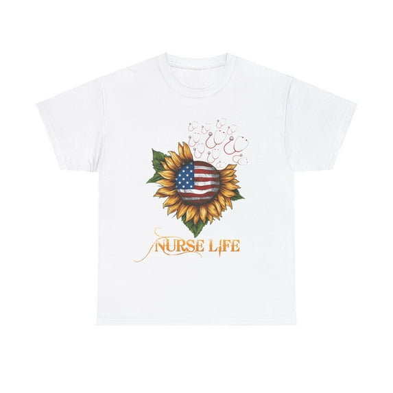 Nurse Flag Shirt, Sunflower Nurses Heartbeat Nursing Day Shirt ID-0315-9JHK