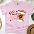 thumbnail image 1 of Nurse Fuel Coffee Graphic T-Shirt for Women, Cute Casual Tee, Light Pink, Size L, 1 of 6
