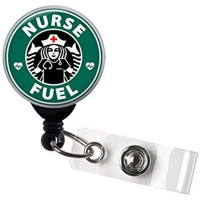 Nurse Fuel / Coffee Theme - Retractable Badge Reel / Nurse Badge Holder 