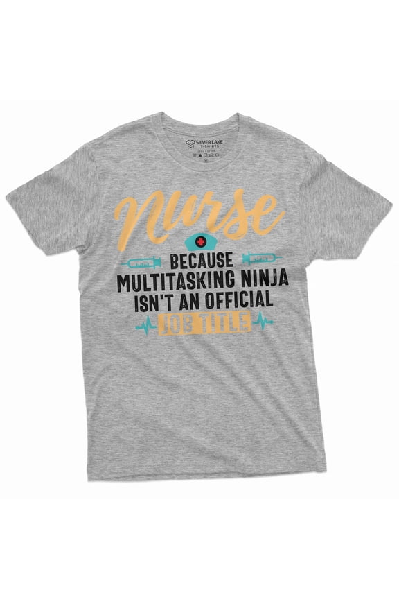 Nurse Funny T-shirt Nurses day Multitasking Tee Shirt Gift for Wife Mom CNA RN Medical tee (Small Grey)