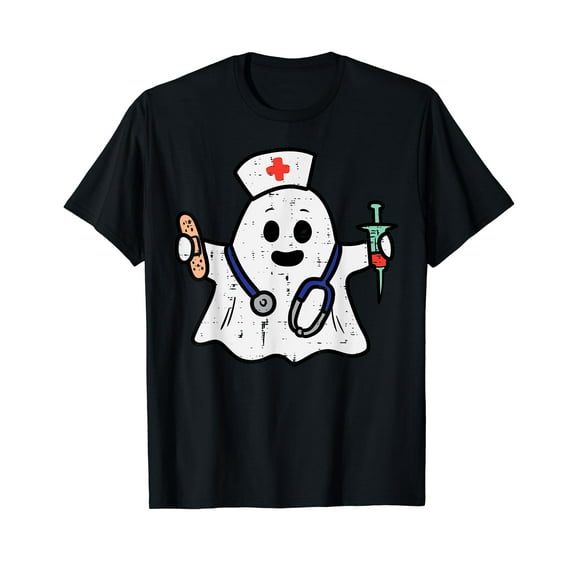Nurse Ghost Scrub Top Halloween Costume For Nurses Women RN T-Shirt