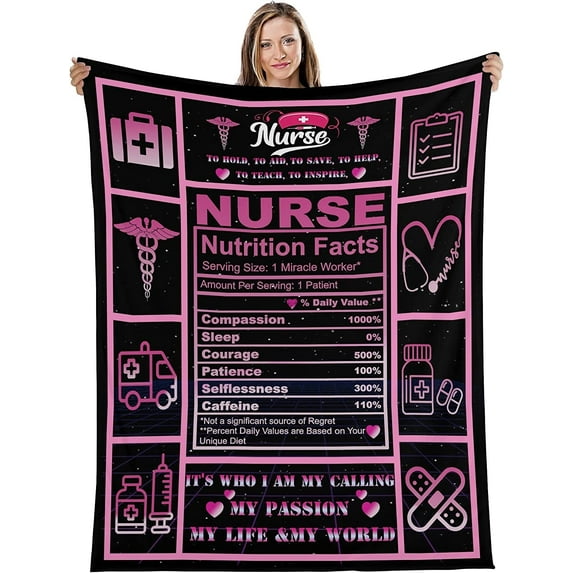 Nurse Gift Blanket, Nurse Blanket Gift for Women Lightweight Warm Blanket for Living Room Couch Chair Bed Sofa Office 60x50in