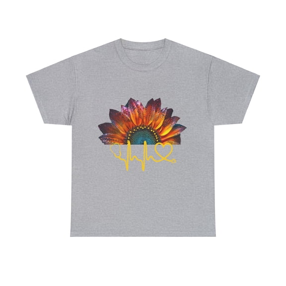 Nurse Gift, Sunflower Nurses Heartbeat Nursing RN Day T-Shirt ID-0315-QEEU